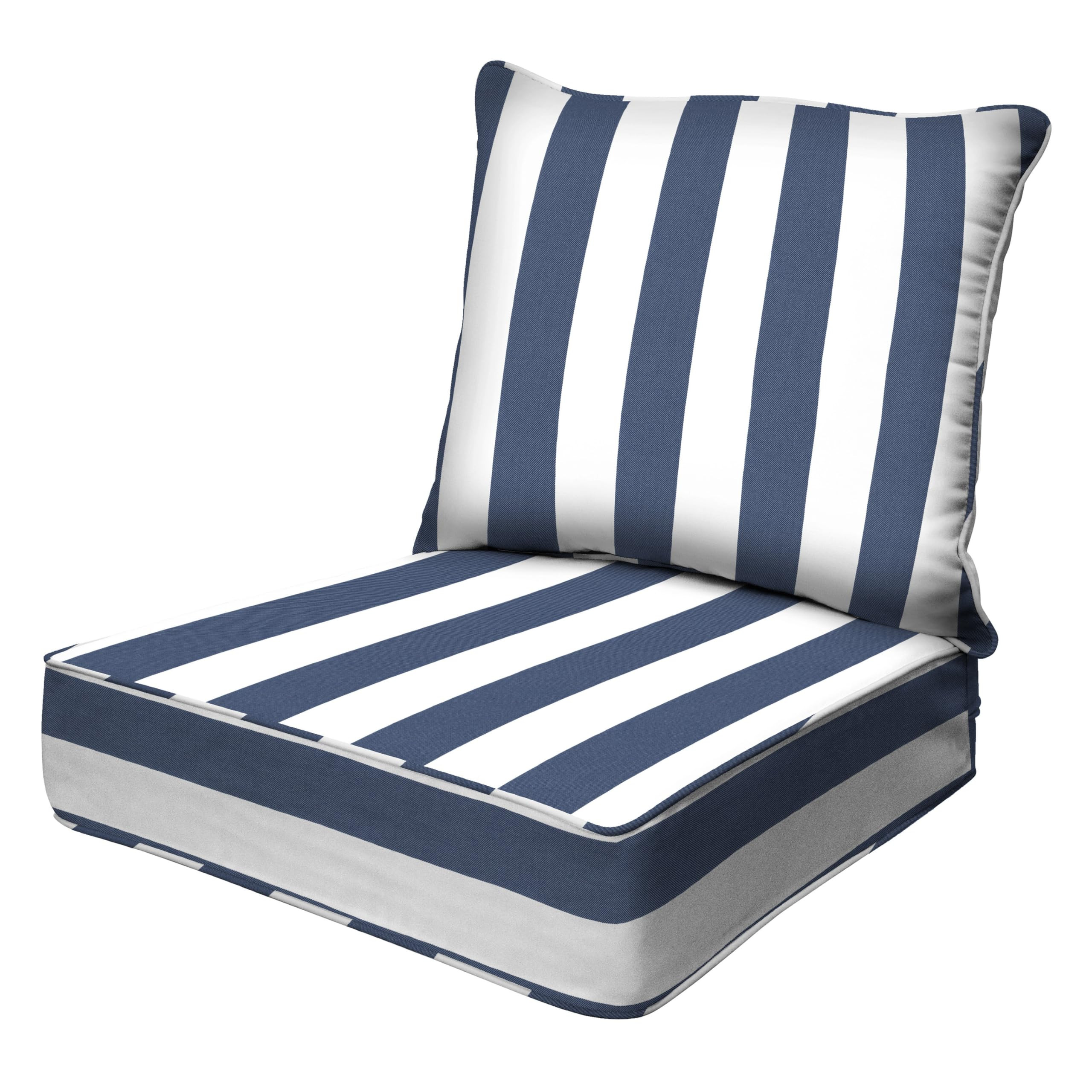 Honeycomb Outdoor Heritage Deep Seat, 24 x 23, Cabana Stripe Blue and White Chair Cushion with Re... | Amazon (US)