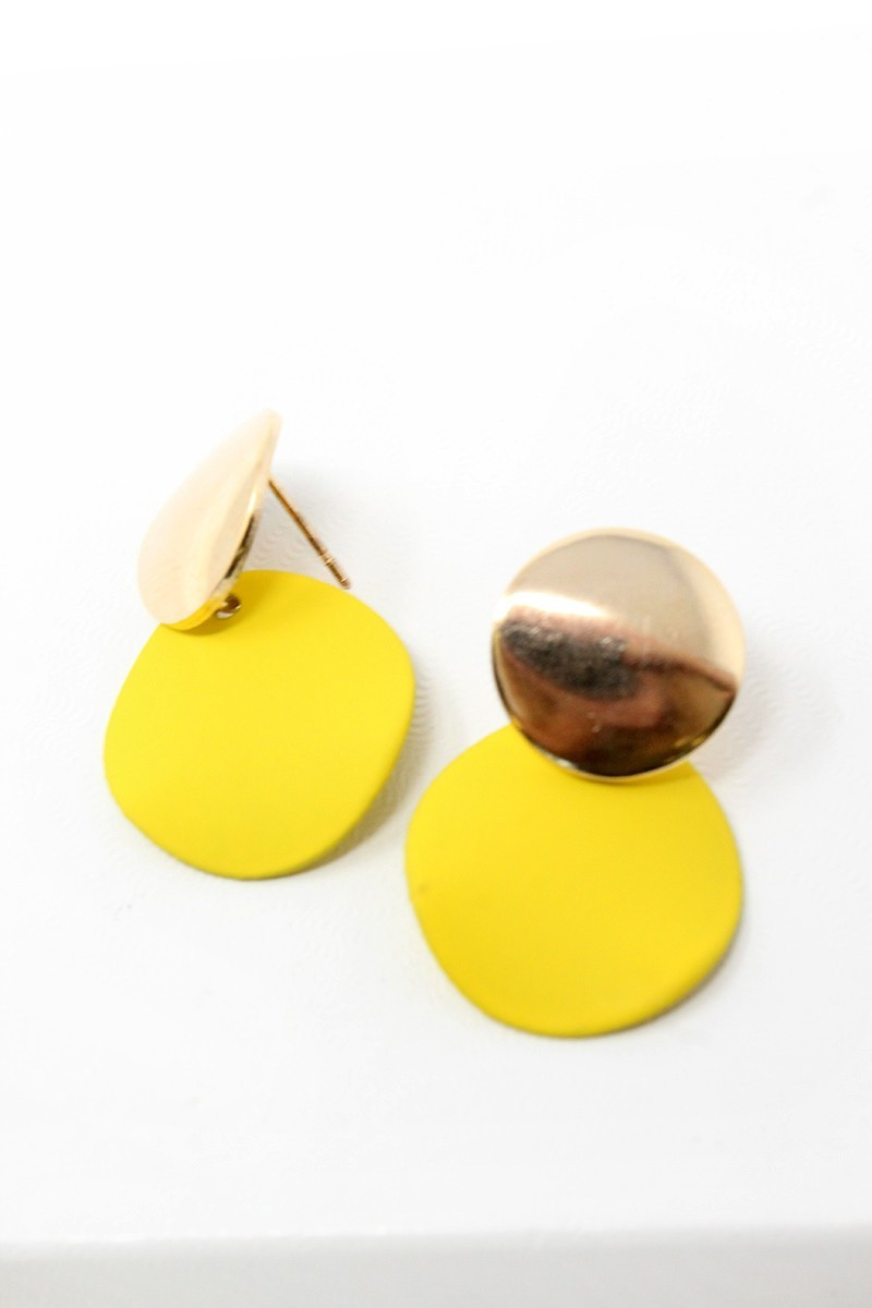 Matte Gold Yellow Earrings | Ami Club Wear