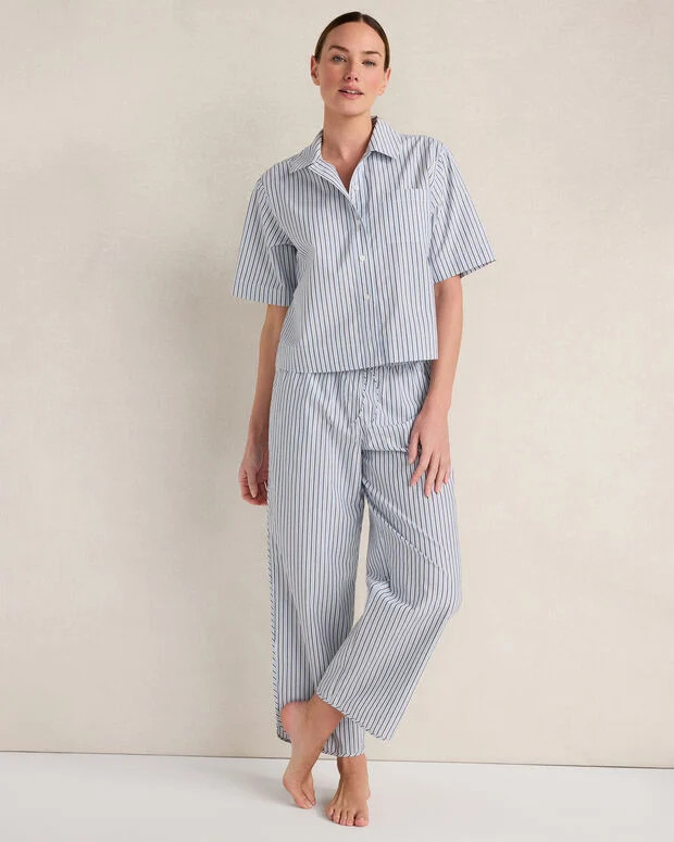 Organic Cotton Poplin Iris Stripe Pajama Top | Talbots