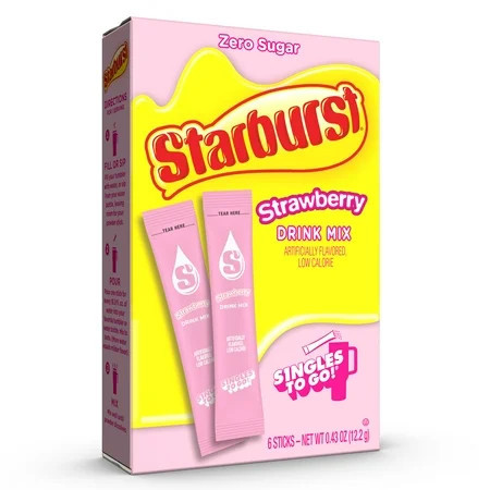 Starburst Zero Sugar Singles-to-Go Powdered Drink Mix All Pink Strawberry 6 Count Packets | Walmart (US)