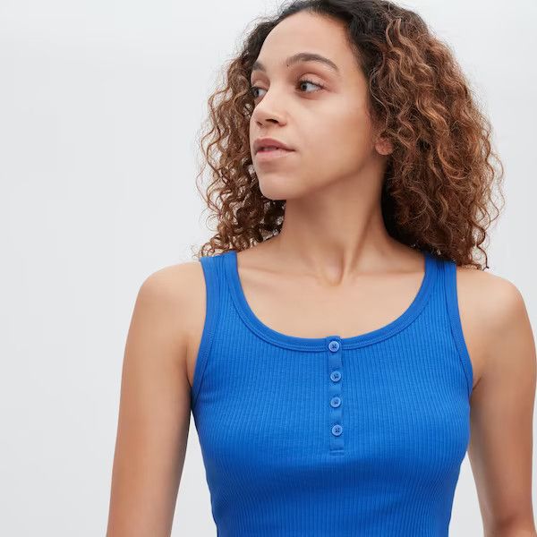Ribbed Henley Neck Cropped Tank Top | UNIQLO (US)