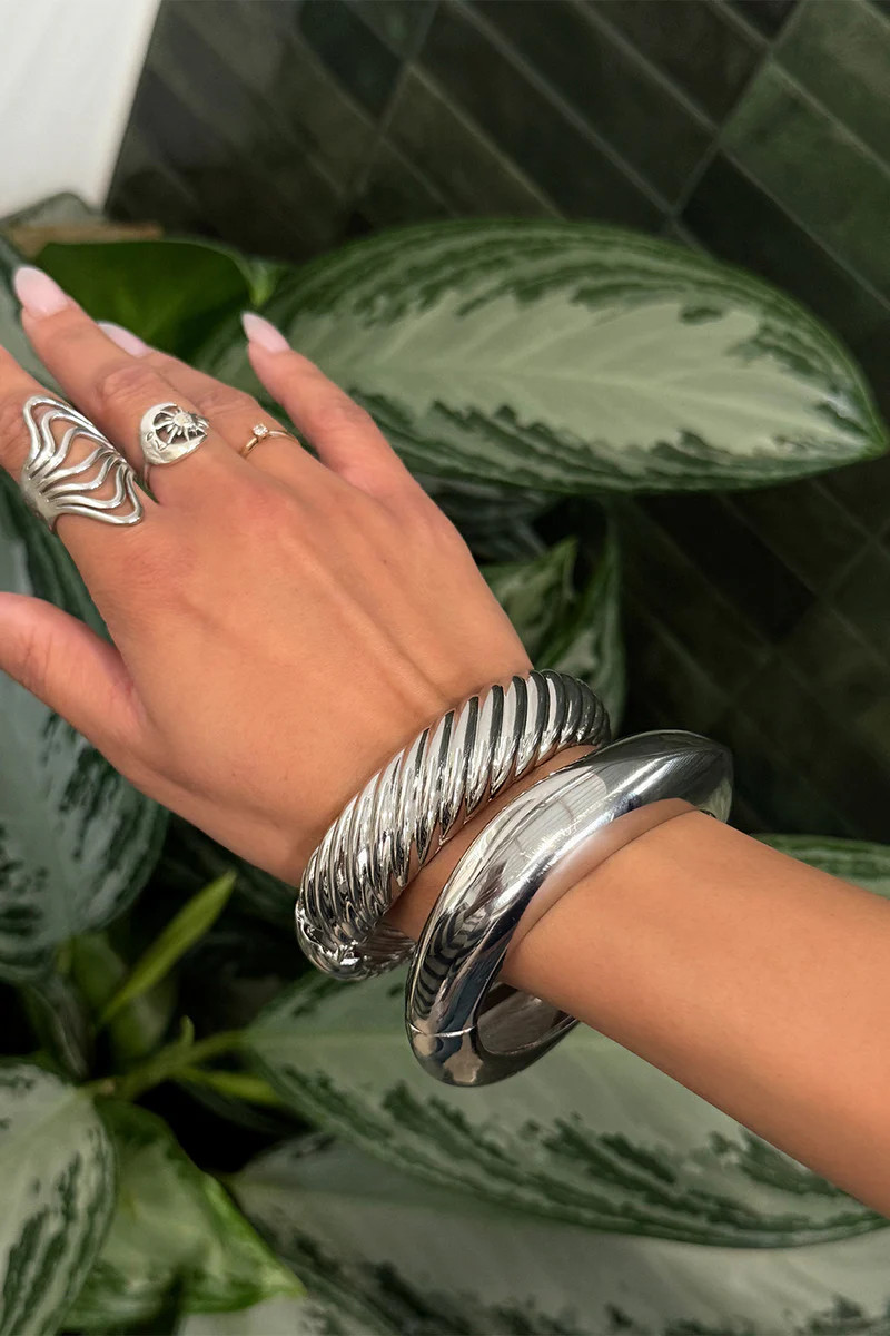 Elsa Set of 2 Silver Bangles | 12th Tribe