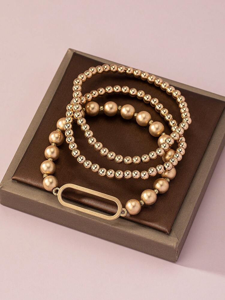 3pcs/set Fashionable Geometric Decor Beaded Bracelet For Women For Daily Decoration
       
     ... | SHEIN