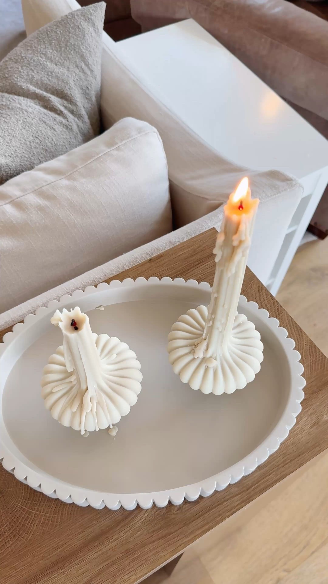 Lawa candles and bronze snuffer 