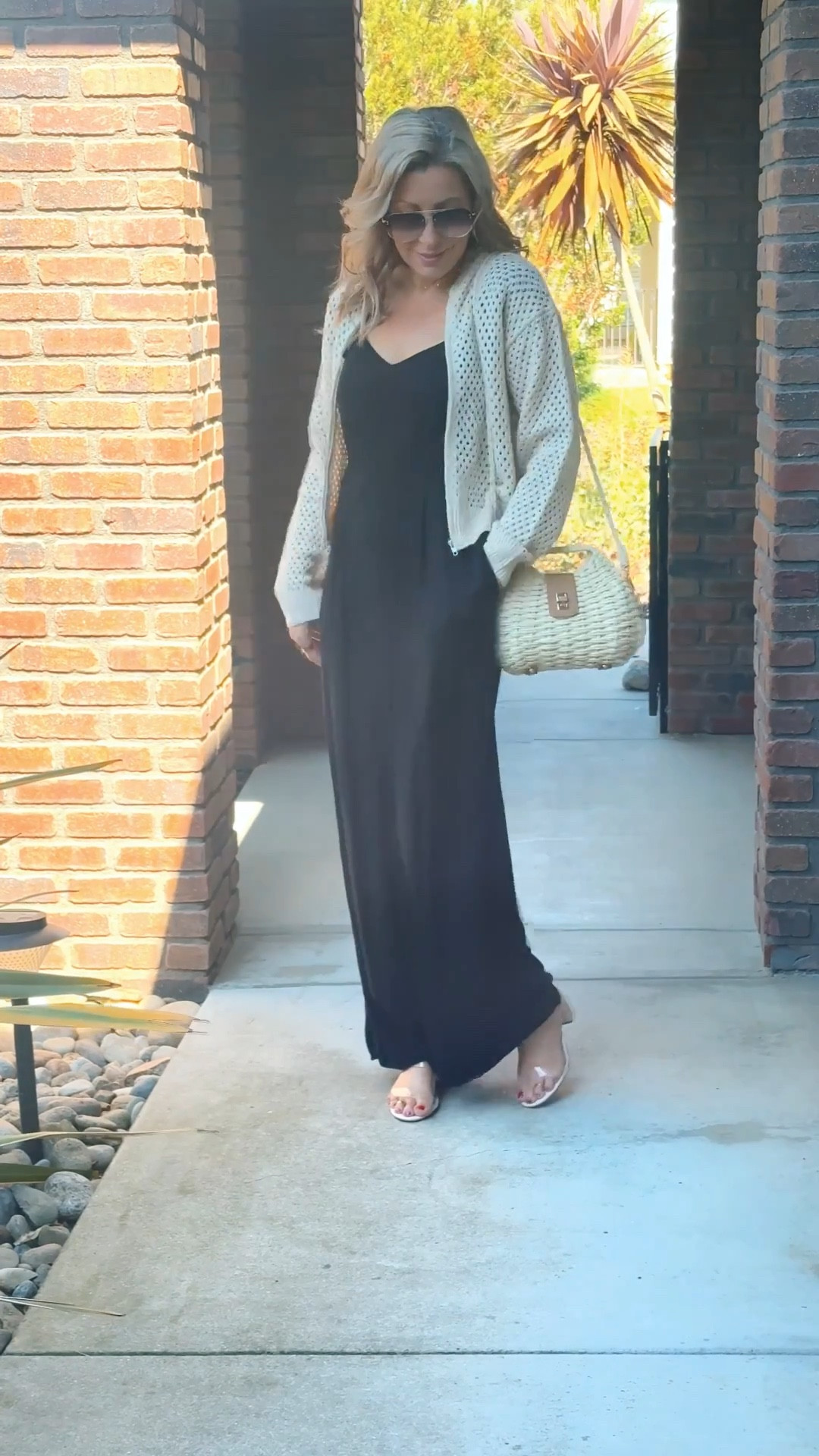 This black jumpsuit is as comfy as it is flattering — and it instantly feels styled when I layer on this Amazon open-knit zip cardigan. The cropped cut keeps proportions balanced, and I love the polished but breezy feel it adds. Finished the look with a straw shoulder bag and minimal slides for a no-fuss, pulled-together summer outfit.

📍Where to wear: Casual dinner, weekend outing, road trip stop, or errands in style
🧥 Third Layer Highlight: Cream zip-up crochet knit cardigan from Amazon — a breathable and chic extra layer that goes with everything.

ootd, fashionover30, fashionover40, fashionover50, stylishandgrateful, stylish&grateful, modestoutfits, classy casual, summerlayers, amazonfashion, blackjumpsuitstyle, traveloutfitidea, weekendoutfit, thirdlayerlook, neutralstyle, casualbutchic, crochetzipcardigan, strawbaglook, amazonfinds

#LTKTravel #LTKWorkwear #LTKParties