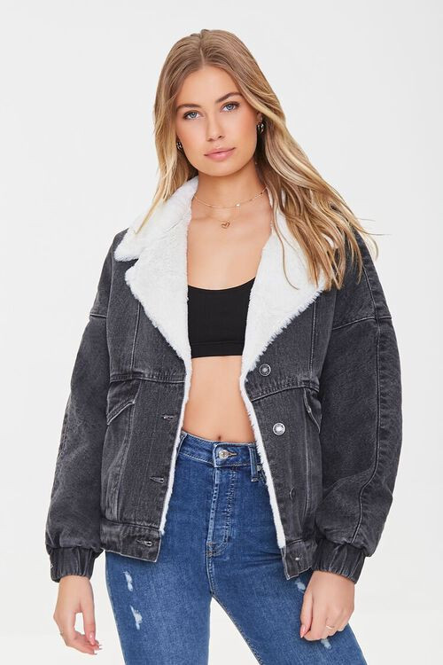 Denim Plush-Lined Buttoned Jacket | Forever 21 (US)