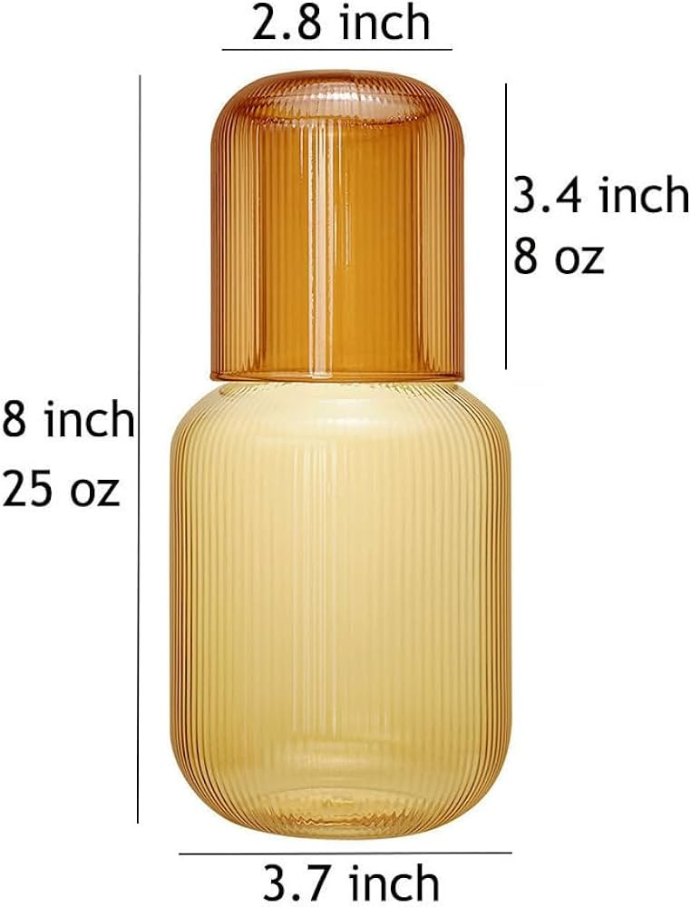Sizikato 25 Oz Brown Glass Bedside Night Water Carafe with Tumbler Glass. | Amazon (US)