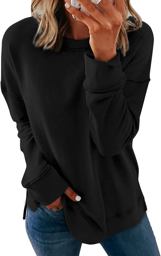 Dokotoo Women's Casual Crew Neck Sweatshirt Loose Soft Long Sleeve Pullover Tops | Amazon (US)