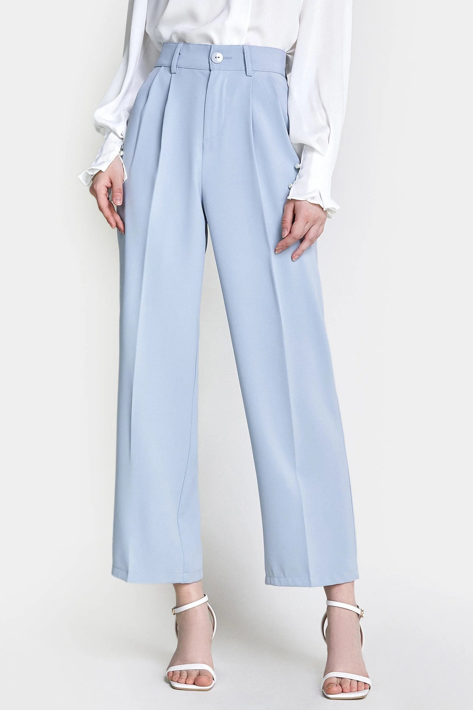 Light Blue Straight Leg Suit Pants | J.ING