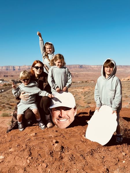 What makes cheering for Daddy’s Half Marathon more fun? This crew, custom merch and some fat heads! Swipe to see what I ordered and had customized for our little running team. 
I am wearing an outfit I wear so regularly- all Varley - all chocolate ☕️

#LTKparties #LTKkids #LTKtravel