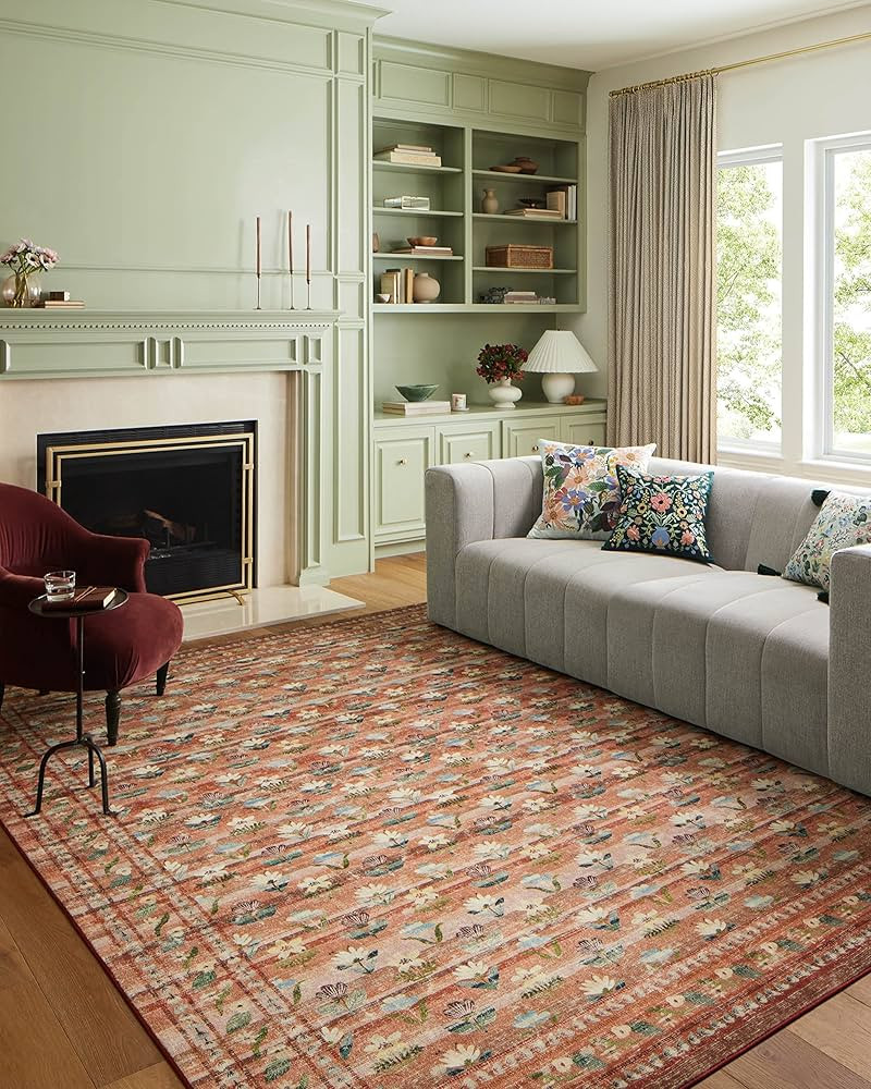 Loloi Rifle Paper Co. Courtyard Collection COU-05 Terracotta 7'-6" x 9'-6" Area Rug feat. CloudPi... | Amazon (US)