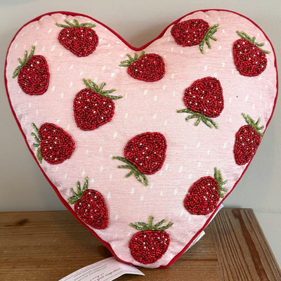 CUPCAKES AND CASHMERE VALENTINE BEADED EMBROIDERED STRAWBERRY HEART PILLOW NWT | eBay US