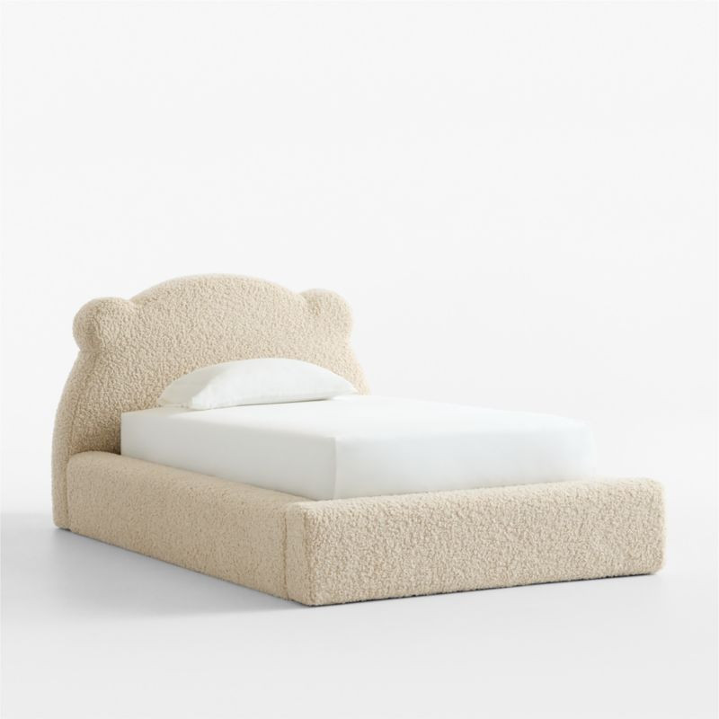 Little Bear Beige Sherpa Toddler Bed | Crate & Barrel