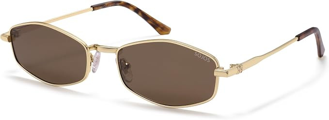 SOJOS Trendy Irregular Rhombus Polarized Sunglasses Women Men SJ1259,Small | Metal Wire Frames an... | Amazon (US)