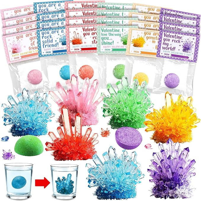 MOVINPE Crystal Growing Kit for Kids – 28 Pack Valentine’s Day Classroom Gift Exchange, STEM ... | Amazon (US)