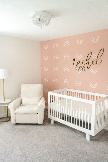 Boho baby, baby girl nursery room ideas, nursery inspo, dusty rose nursery, dusty pink nursery, white and gold nursery, minimalist nursery, white crib, wooden name sign

#LTKhome #LTKbaby