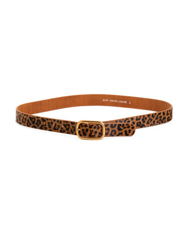 Leather Animal Print Belt With Rectangular Buckle | TJ Maxx