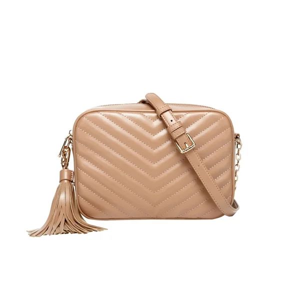 Daisy Rose Quilted Shoulder Cross body bag with tassel - PU Vegan Leather - Blush | Walmart (US)