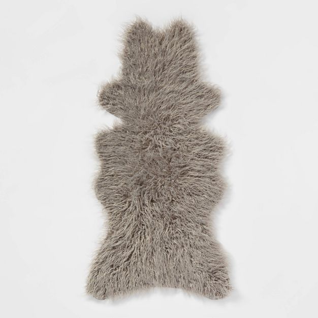 Faux Fur Sheepskin Throw Blanket Gray - Threshold™ | Target