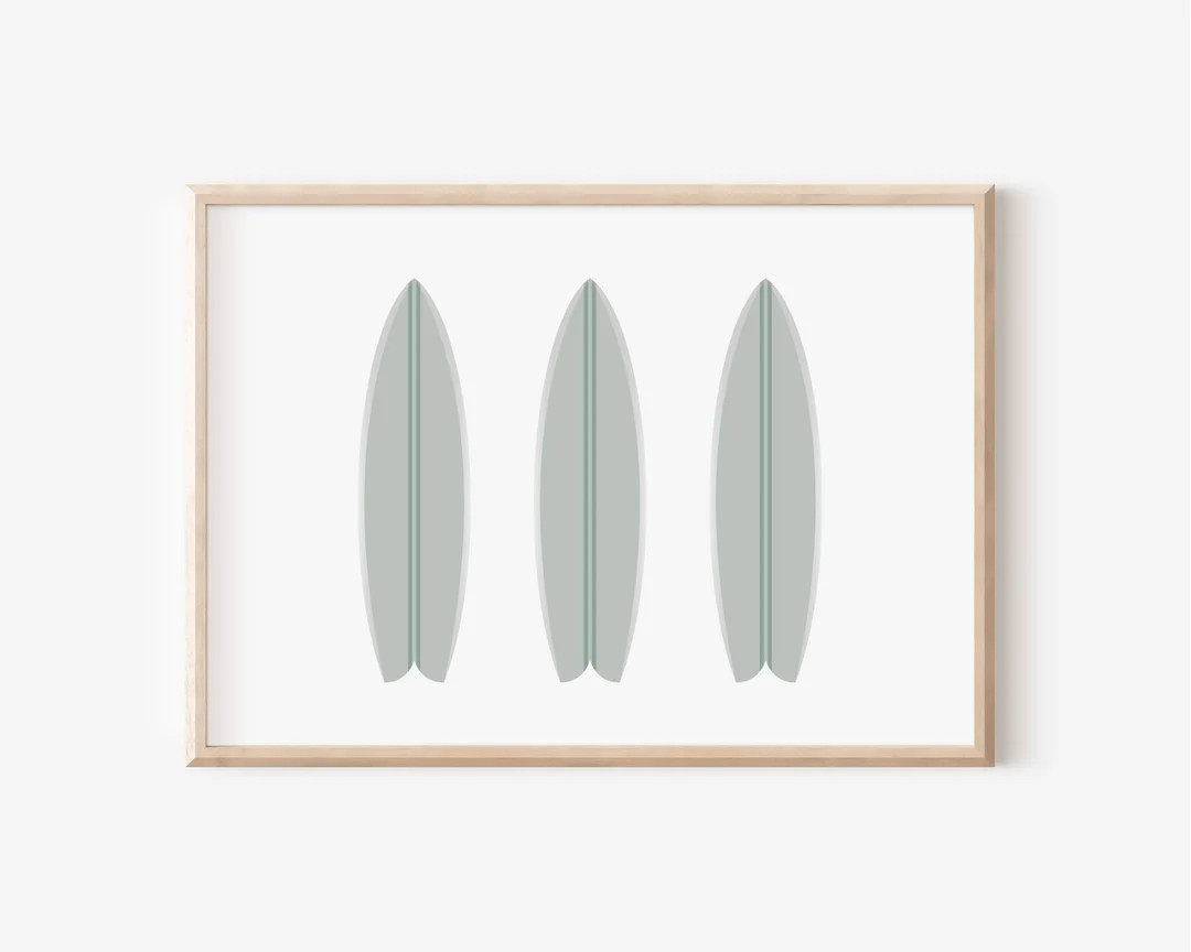 Sage Surfboard Downloadable Print, Surf Nursery Decor, Beach Kids Room, Surfer Theme Room, Beachy... | Etsy (US)