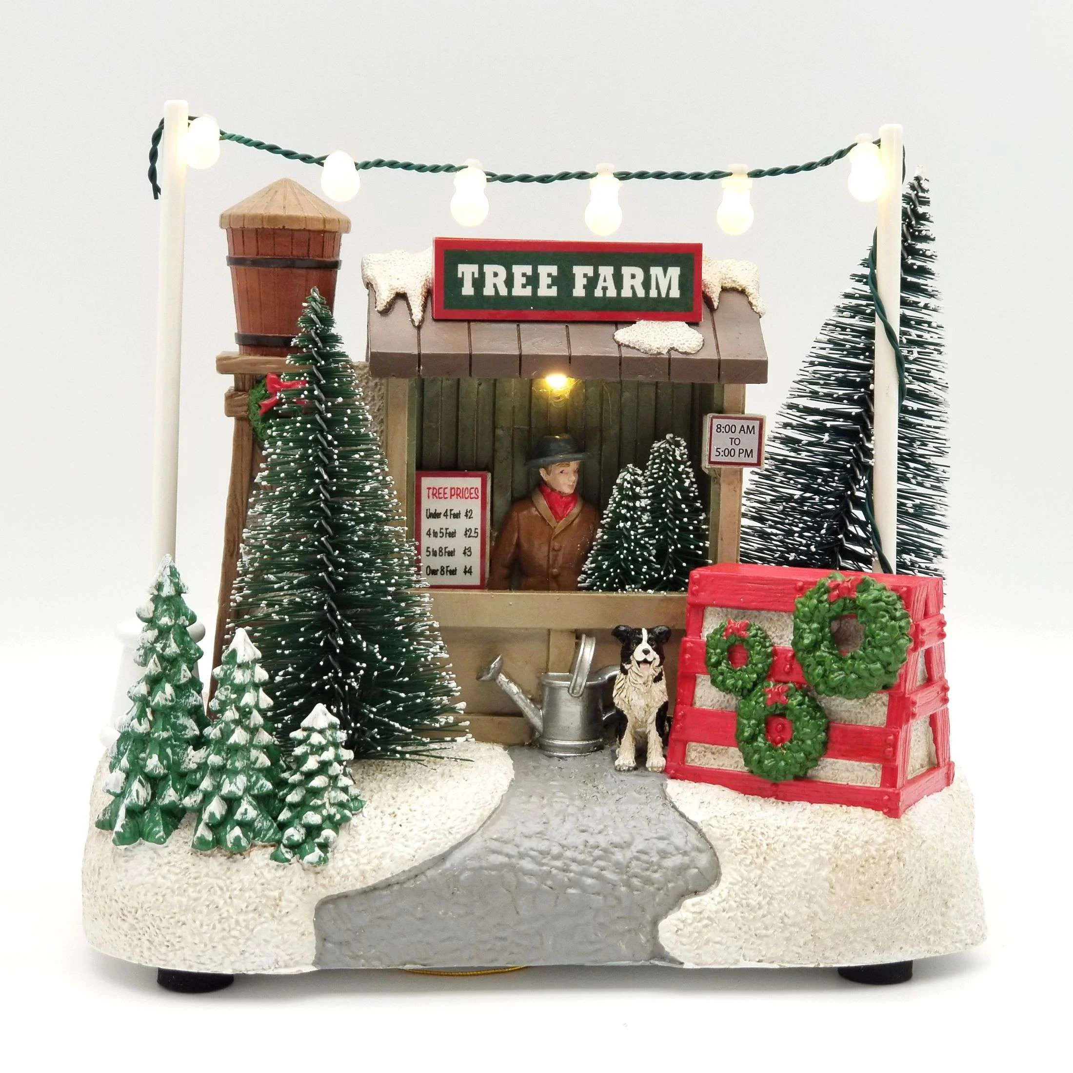 Light-Up Tree Farm House Christmas Village Decorative Figurine, 6.5 in, Multicolor, by Holiday Ti... | Walmart (US)