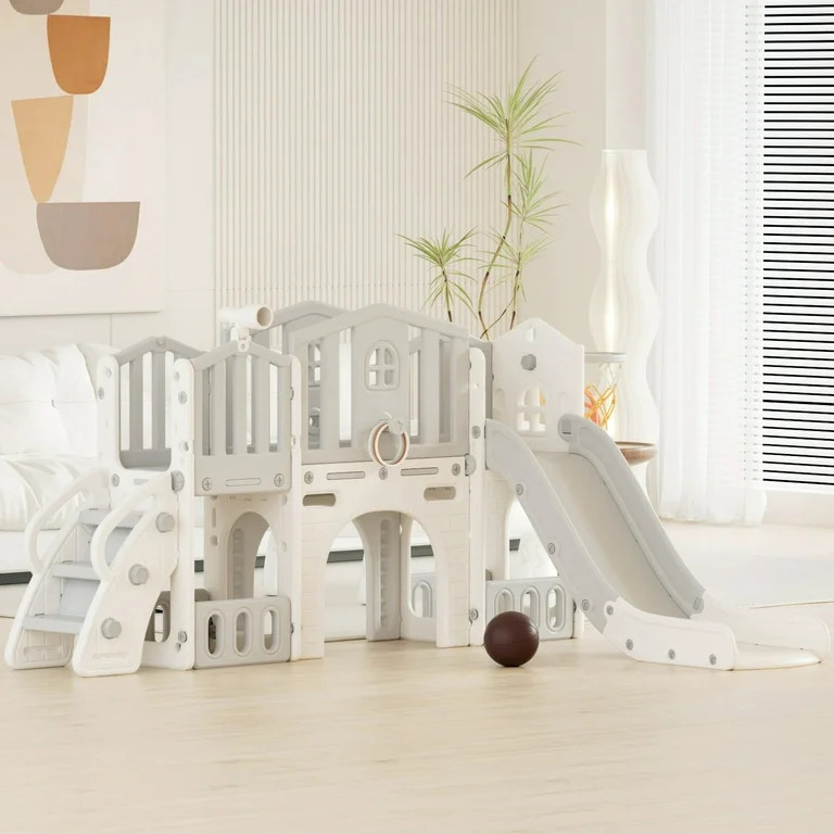 XJD 8 in 1 Toddler Slide with Climber, Kids Slide for Toddlers Age 1+,Basketball Hoop,Tunnel and ... | Walmart (US)