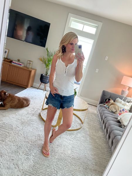 I always love a good white tank and jeans cutoffs 

#LTKfindsunder50 #LTKshoecrush #LTKsalealert