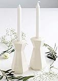 Pair of Shabbat Candlesticks Handmade of White Ceramic, Geometric Modern Judaica, Tall Hexagon Candl | Amazon (US)