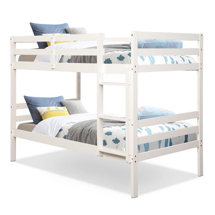 Costway Twin Over Twin Wood Bunk Beds Ladder Safety Rail White | Target