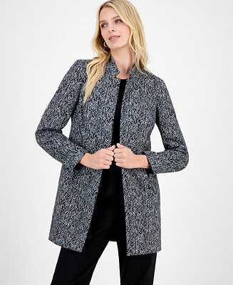 Women's Jacquard Mandarin-Collar Open-Front Topper | Macy's