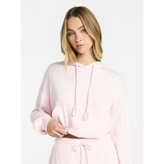 No Boundaries Bubble Hem Drawstring Hoodie, Women’s XXS-XXL | Walmart (US)