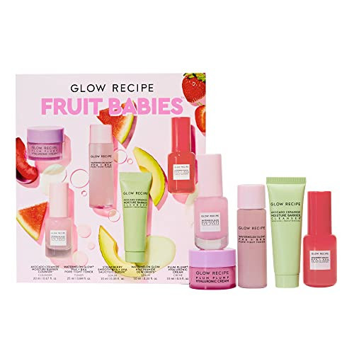 Glow Recipe - Fruit Babies Bestsellers Kit - Mini Travel Size Beauty Essentials - Avocado Foam Cleanser, Niacinamide Dew Drops Serum, Pore-Tight Toner, Salicylic Serum, Hyaluronic Acid Cream (5 Count) | Amazon (US)