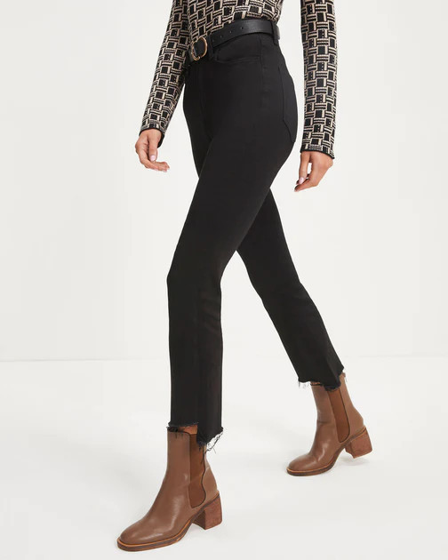 Kristen High Rise Stretch Crop Flare Jeans - Black | VICI
