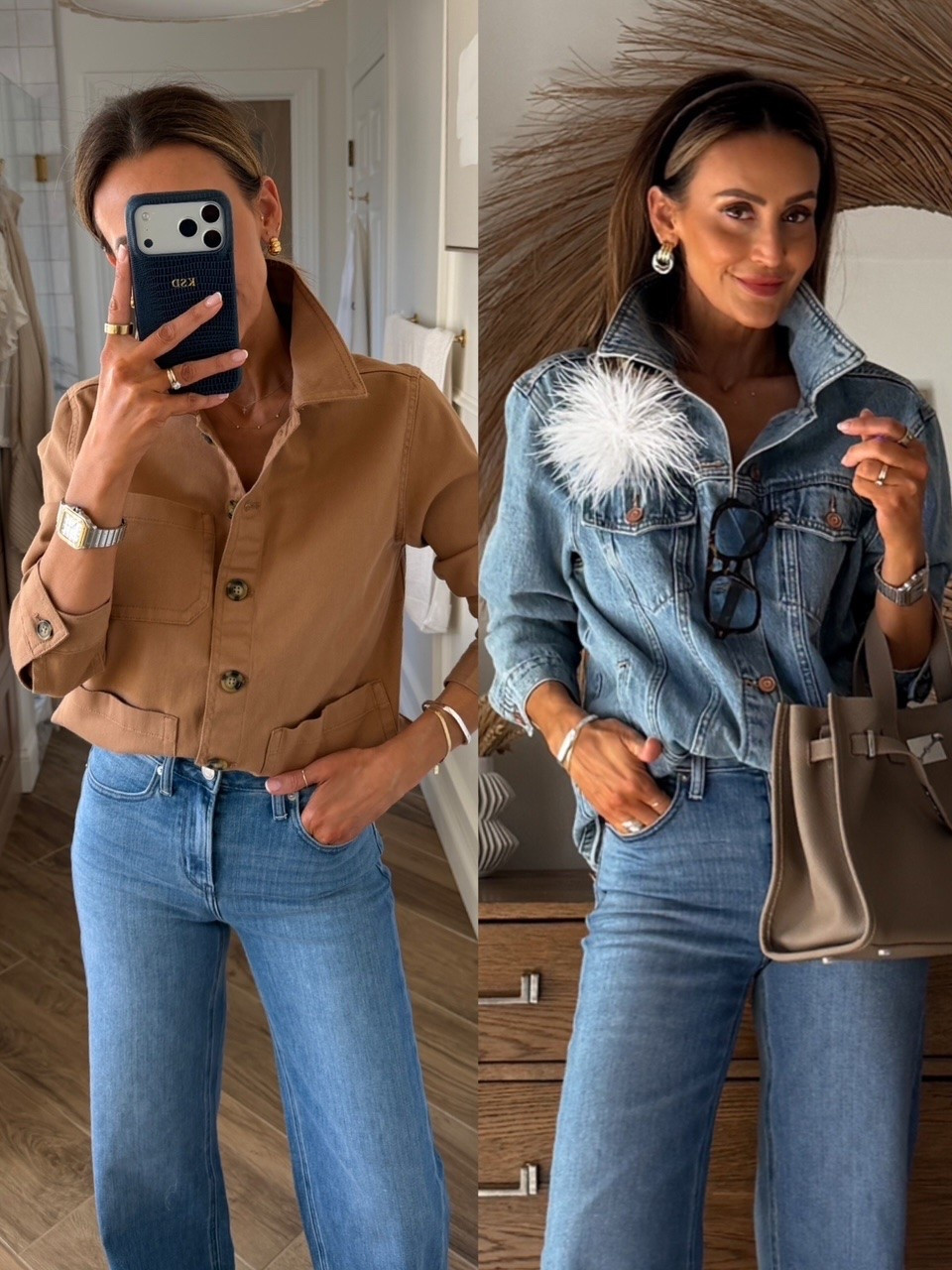 one pair of premium jeans and two staple jackets to take your spring wardrobe to a next level capsule! Size small in jackets and 25 on the jeans. @Quince  #QuincePartner

#LTKootd #LTKSeasonal #LTKOver40