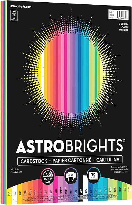 Astrobrights Colored Cardstock, 8.5” x 11”, 65 lb / 176 gsm, "Spectrum" 25-Color Assortment, ... | Amazon (US)