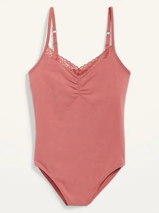 Lace-Trimmed Supima® Cotton-Blend Cheeky Bodysuit for Women | Old Navy (US)