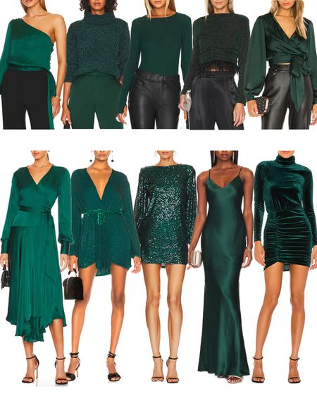 Glamorous green dresses + tops for winter 🍾✨🍸 

#tssedited #revolve #green #cocktail #knits #winter