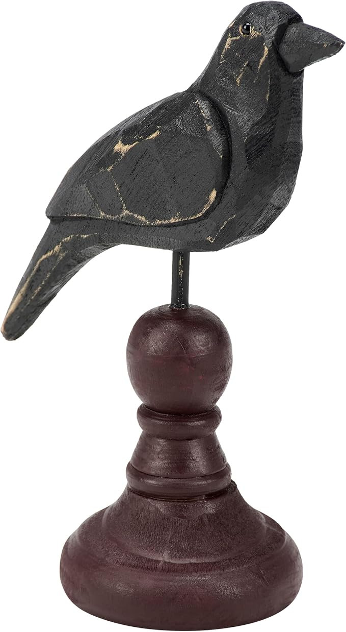 Primitives by Kathy Figurine - Weathered Rustic Crow On Spindle, Burgundy/Black | Amazon (US)