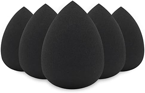 BEAKEY Makeup Sponge Set, 5 Pcs Black Foundation Blending Beauty Sponge, Flawless for Liquid, Cre... | Amazon (US)