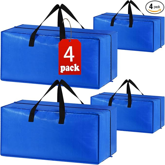 4 Pack Heavy Duty Extra Large Moving Bags Storage Tote - Strong Handles& Backpack Straps - Space ... | Amazon (US)