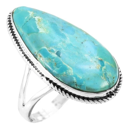 Turquoise Jewelry Ring for Women Sterling Silver 925 | Turquoise Network | R2219-C75-11 | Walmart (US)