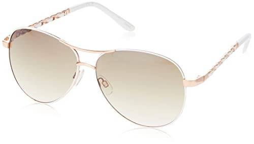 TAHARI womens Th649 Metal UV Protective Aviator Women s Sunglasses Wear Year Round Elegant Gifts for Women 60 mm, Rose Gold & White, 59 mm US | Amazon (US)