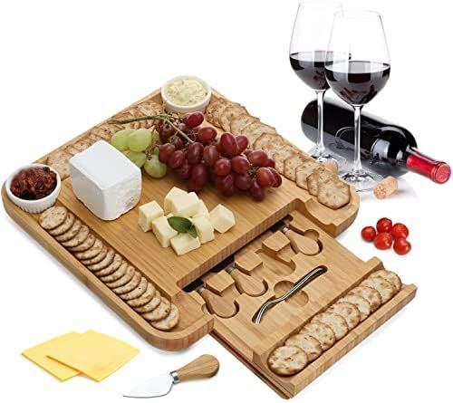 Premium Bamboo Cheese Board & Knife Set, for Women Gifts for Her Mom Wife Gift Ideas Parents Moth... | Amazon (US)