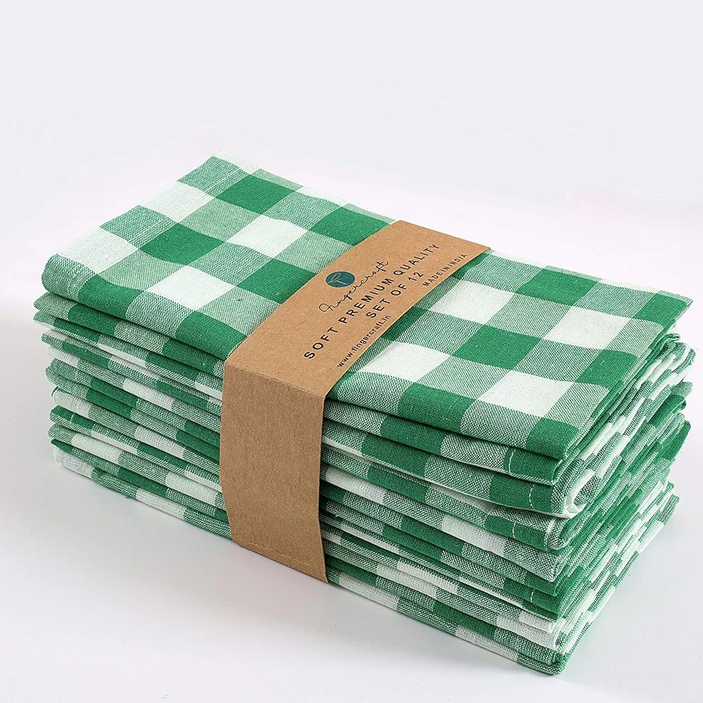 Dinner Napkins, Everyday Use, Premium Quality,100% Cotton Buffalo Plaid, Set of 12, Size 20X20 In... | Amazon (US)