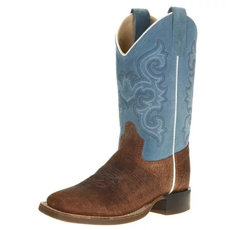 Old West Tan/Turquoise Youth Boys Leather Cowboy Boots 3.5D | Walmart (US)