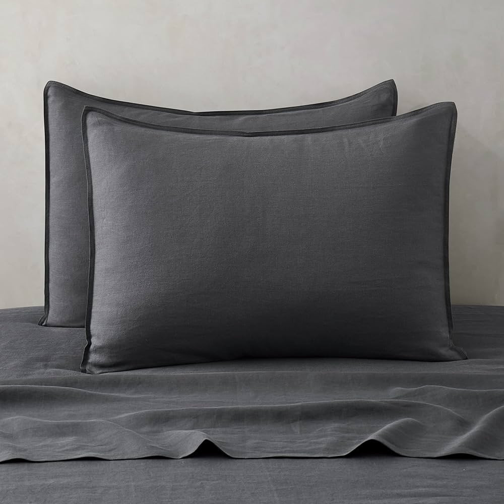 ATLINIA 100% Linen Pillowcases Set of 2, King Size 20'' x 36'' Pillow Case, Linen Pillow Sham Dar... | Amazon (US)