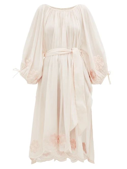 Innika Choo - Embroidered Cotton Dress - Womens - Light Pink | Matches (US)