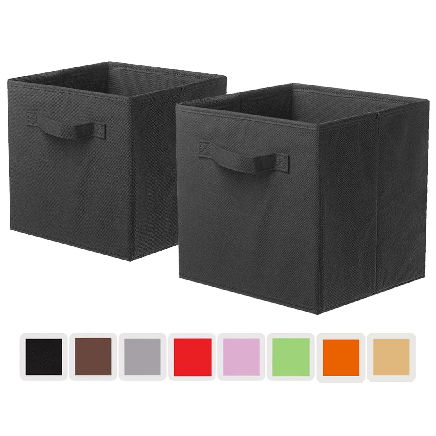YOYTOO Foldable Fabric Storage Cube Bins, 11" Cube Organizer Basket Bin, Black, 2 Pack | Walmart (US)