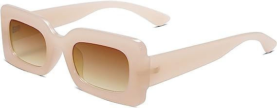 SOJOS Retro 90s Nude Rectangle Sunglasses For Women Trendy Chunky Glasses Pebble SJ2160 | Amazon (US)