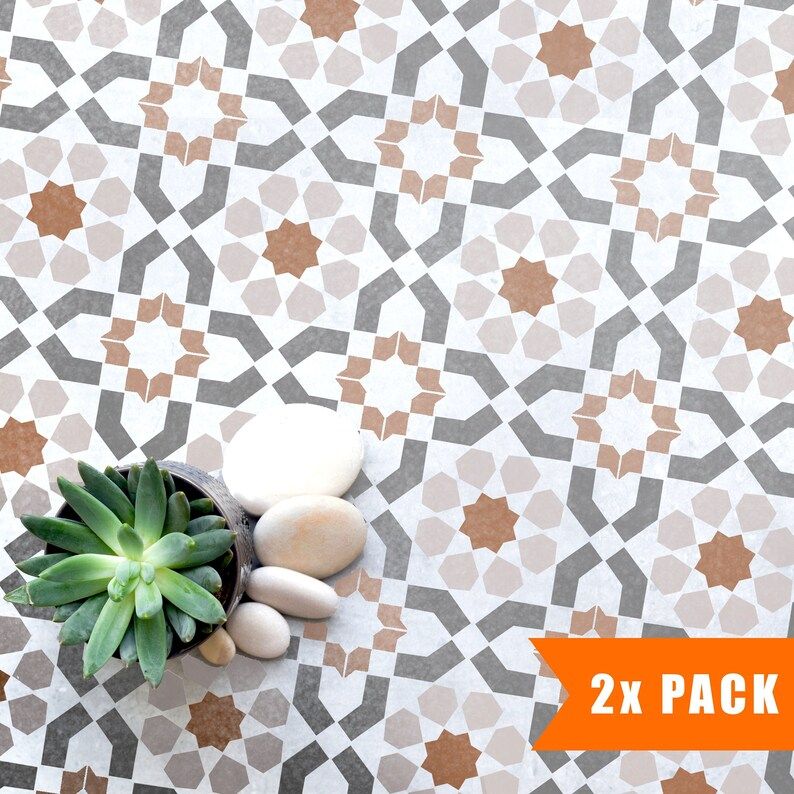 PACK of 2 Tile Stencils for Floors - Tile Stencils for Walls - Tebessa Moroccan Geometric Tile St... | Etsy (US)